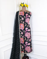 Organza Black Unstitched Suit