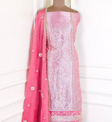 Giraffe Shimmer Pink Unstitched Suit