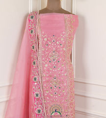 Glass Shimmer Pink Unstitched Suit