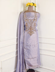Tissue Shimmer Lavender Unstitched Suit