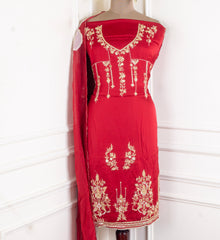 Gavadin Silk Maroon Unstitched Suit