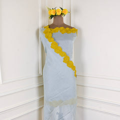 Shimmer Sky Blue Unstitched Suit
