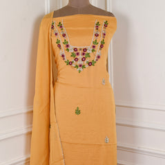 Organza Yellow Unstitched Suit