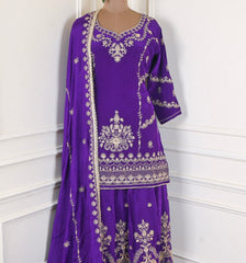 Crepe Purple Lehenga Suit