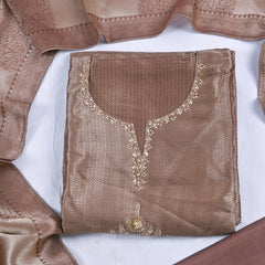 Brocade Brown Unstitched Suit