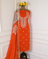 Organza Rust Unstitched Suit