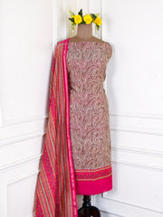 Maheshwari Cotton Pink Unstitched Suit