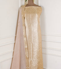 Banarasi Beige Unstitched Suit