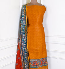 Maheshwari Cotton Mustard Yellow Unstitched Suit