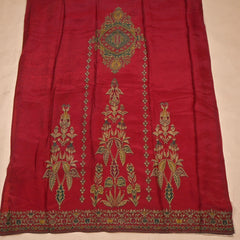 Organza Maroon Unstitched Suit