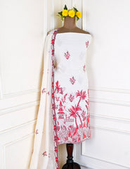 Pure Cotton Red Unstitched Suit