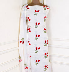 Cotton White Unstitched Suit