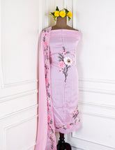 Organza Baby Pink floral Unstitched Suit