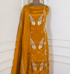 Crepe Mustard Yellow Unstitched Suit