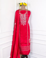 Crepe Red Unstitched Suit