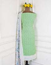 Chanderi Silk Parrot Green Unstitched Suit