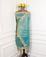 Shimmer Ferozi Unstitched Lehenga Suit