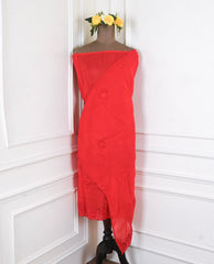 Organza Red Unstitched Suit