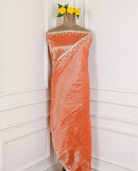 Shimmer Orange Unstitched Lehenga Suit