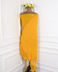 Organza Yellow Unstitched Suit
