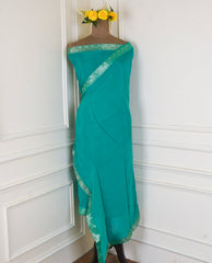 Banarasi Green Unstitched Suit