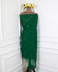 Organza Green Unstitched Suit