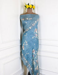Muslin Light Blue Unstitched Suit