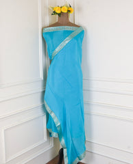 Banarasi Sky Blue Unstitched Suit