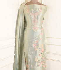 Giraffe Shimmer Pista Green Unstitched Suit