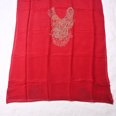 Organza Silk Red Unstitched Suit