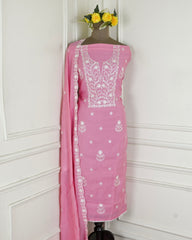 Mul Cotton pink Unstitched Suit
