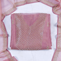 Shimmer Baby Pink Unstitched Suit