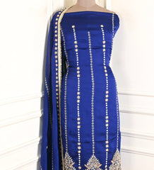 Organza Silk Blue Unstitched Suit