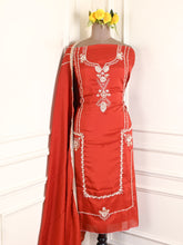 Organza Silk Rust Unstitched Suit