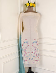 Organza Beige Unstitched Suit