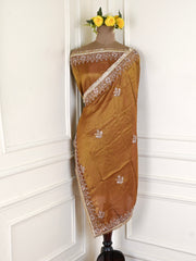 Tissue Shimmer Beige Unstitched Suit