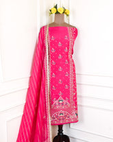 Khadi Magenta Unstitched Suit