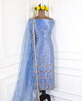 Glass Powder Blue Unstitched Suit
