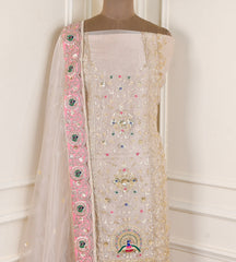 Glass Shimmer Off-White Unstitched Suit