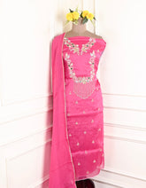 Organza Pink Unstitched Suit