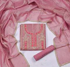 Shimmer Onion Pink Unstitched Suit