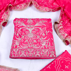 Crepe Magenta Peplum Lehenga Suit