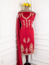 Gavadin Silk Maroon Unstitched Suit