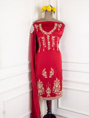 Gavadin Silk Maroon Unstitched Suit