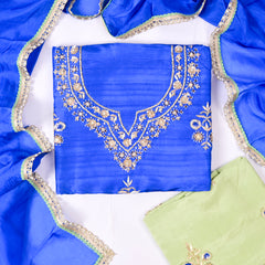 Khadi Blue Unstitched Suit