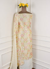 Banarasi Beige Unstitched Suit
