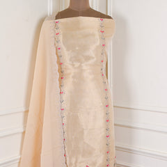 Banarasi Shimmer Beige Unstitched Suit
