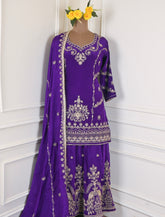 Crepe Purple Lehenga Suit