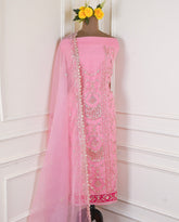 Organza Pink Unstitched Suit