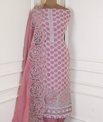 Organza Pink Unstitched Suit